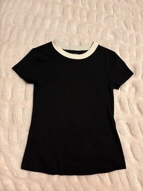 Old Navy Black Tee with White Crew Neck